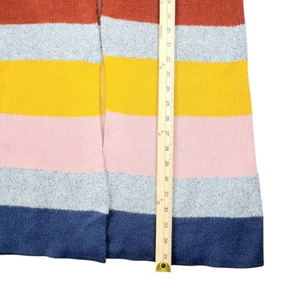 Womens L Apt. 9 Warm Open Front Knit Duster Grey Multi-Color Striped Cardigan - Picture 9 of 12
